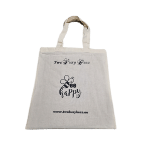 cotton tote bag, bee happy